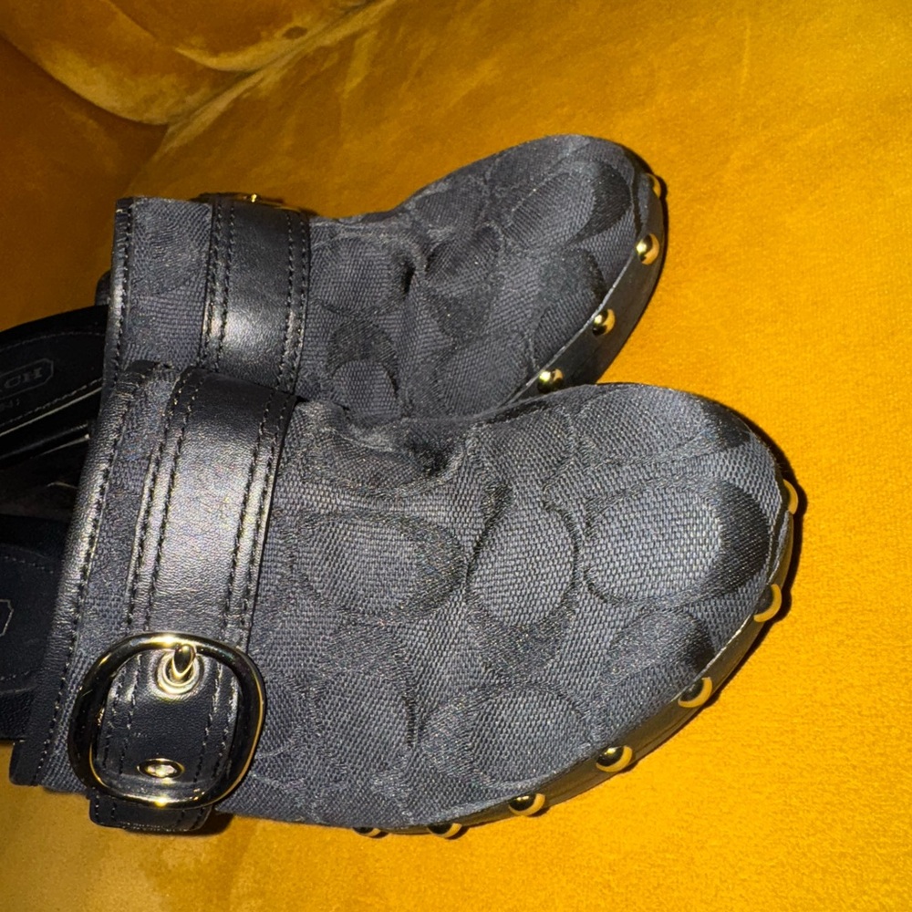 Coach Y2K Womens Willow Mule Studded Signature Logo Black Clogs Heel- Size 9B - Picture 9 of 16
